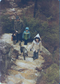 Dad and big kids in the Grand Canyon of LA